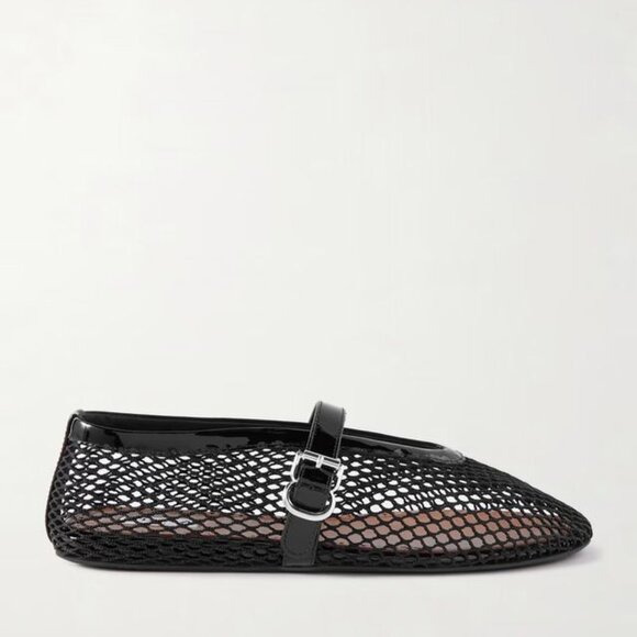 Patent leather-trimmed mesh ballet flats - Picture 4 of 8